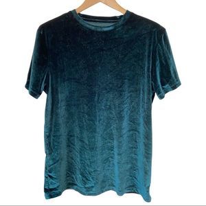 Urban Black green velour  cowl neck top Medium EUC